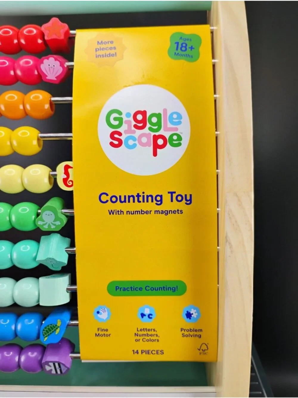 Gigglescape Counting Toy Wooden Abacus With Number Magnets